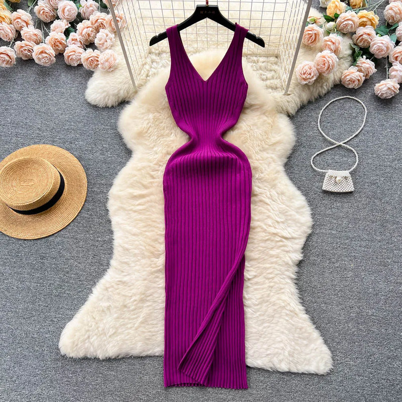 Vestido Bodycon Elegante em Malha Elástica